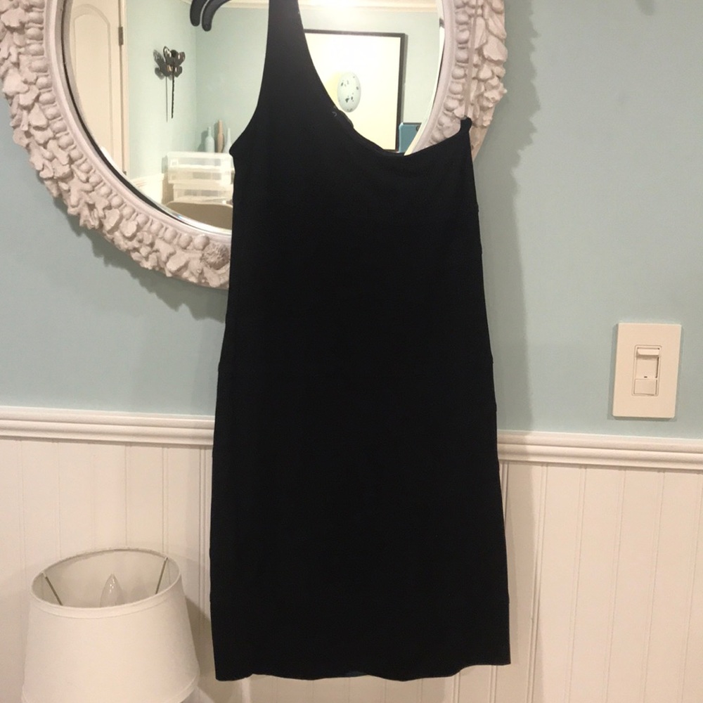 One shoulder black dress